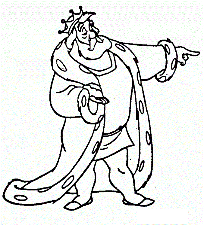 Kolorowanka online: Kolorowanka król Gregor wskazuje palcem